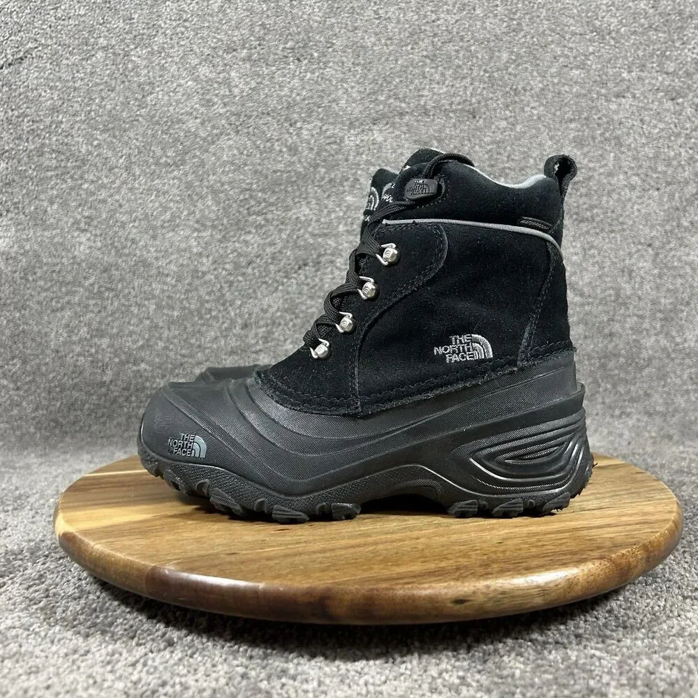 The North Face Chilkat Lace II Youth Size 3 Black Waterproof Winter Boots Used